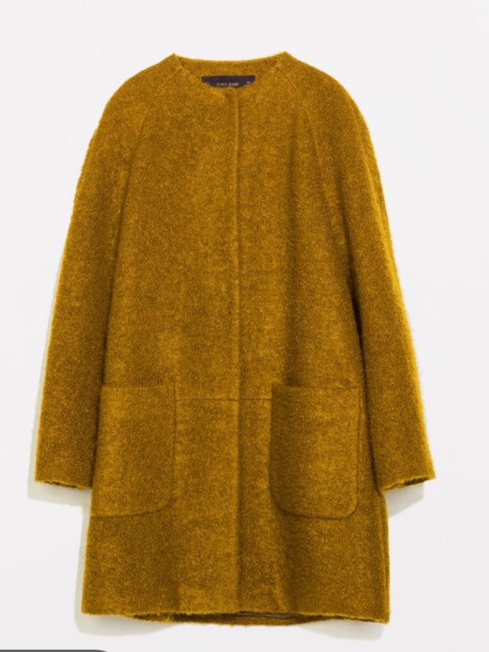 Zara Collarless Mohair Teddy Coat Size Small